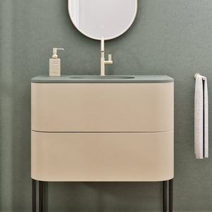 Serenia Flow Single Set with Supporting Legs - Corian® Sink & Countertop with 2 Drawers - ROVALUX