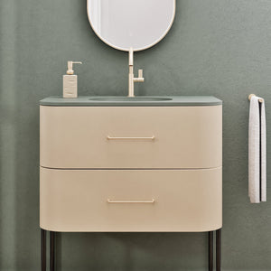 Serenia Flow Single Set with Supporting Legs - Corian® Sink & Countertop with 2 Drawers - ROVALUX