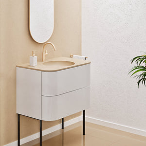Serenia Flow Single Set with Supporting Legs - Corian® Sink & Countertop with 2 Drawers - ROVALUX