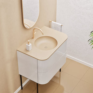 Serenia Flow Single Set with Supporting Legs - Corian® Sink & Countertop with 2 Drawers - ROVALUX