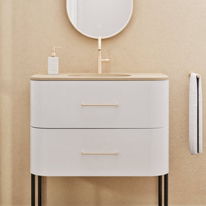 Serenia Flow Single Set with Supporting Legs - Corian® Sink & Countertop with 2 Drawers - ROVALUX