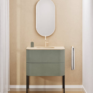 Serenia Flow Single Set with Supporting Legs - Corian® Sink & Countertop with 2 Drawers - ROVALUX