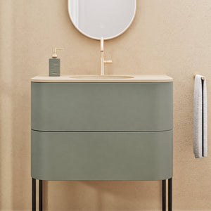 Serenia Flow Single Set with Supporting Legs - Corian® Sink & Countertop with 2 Drawers - ROVALUX