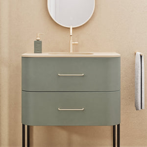 Serenia Flow Single Set with Supporting Legs - Corian® Sink & Countertop with 2 Drawers - ROVALUX
