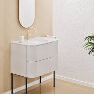 Serenia Flow Single Set with Supporting Legs - Corian® Sink & Countertop with 2 Drawers - ROVALUX