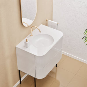 Serenia Flow Single Set with Supporting Legs - Corian® Sink & Countertop with 2 Drawers - ROVALUX
