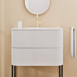 Serenia Flow Single Set with Supporting Legs - Corian® Sink & Countertop with 2 Drawers - ROVALUX