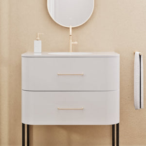 Serenia Flow Single Set with Supporting Legs - Corian® Sink & Countertop with 2 Drawers - ROVALUX