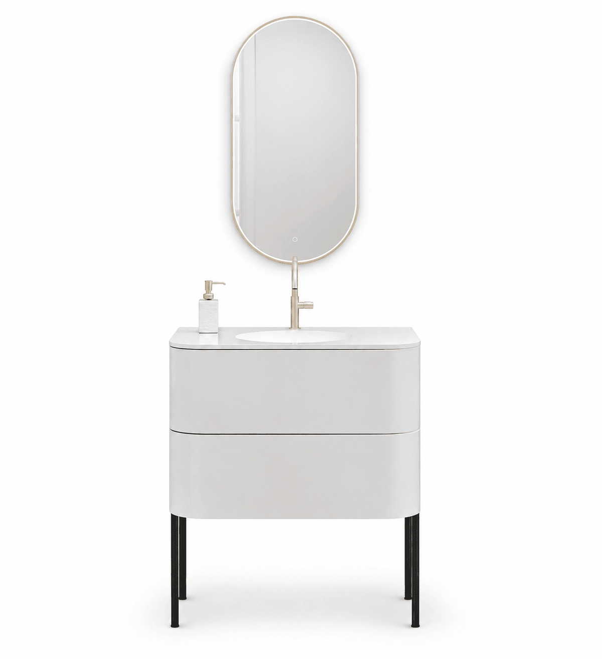 Serenia – Corian® Integrated Basin Unit with 2 Drawers and Feet-Standing Vanity - ROVALUX