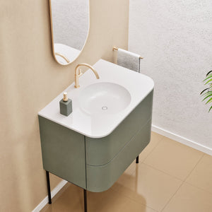 Serenia Flow Single Set with Supporting Legs - Corian® Sink & Countertop with 2 Drawers - ROVALUX