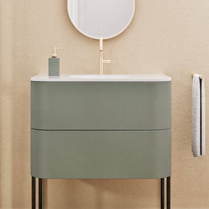 Serenia Flow Single Set with Supporting Legs - Corian® Sink & Countertop with 2 Drawers - ROVALUX