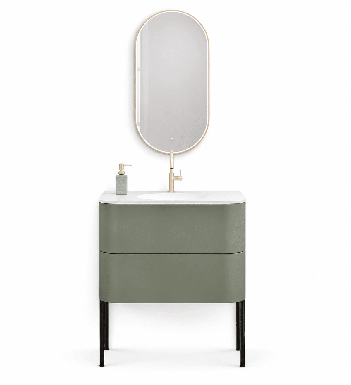 Serenia – Corian® Integrated Basin Unit with 2 Drawers and Feet-Standing Vanity - ROVALUX