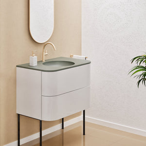 Serenia Flow Single Set with Supporting Legs - Corian® Sink & Countertop with 2 Drawers - ROVALUX
