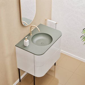 Serenia Flow Single Set with Supporting Legs - Corian® Sink & Countertop with 2 Drawers - ROVALUX