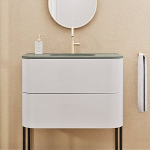Serenia Flow Single Set with Supporting Legs - Corian® Sink & Countertop with 2 Drawers - ROVALUX