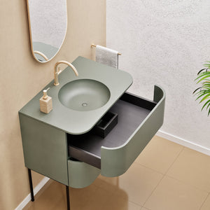 Serenia Flow Single Set with Supporting Legs - Corian® Sink & Countertop with 2 Drawers - ROVALUX