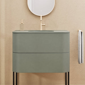 Serenia Flow Single Set with Supporting Legs - Corian® Sink & Countertop with 2 Drawers - ROVALUX