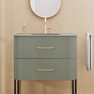 Serenia Flow Single Set with Supporting Legs - Corian® Sink & Countertop with 2 Drawers - ROVALUX