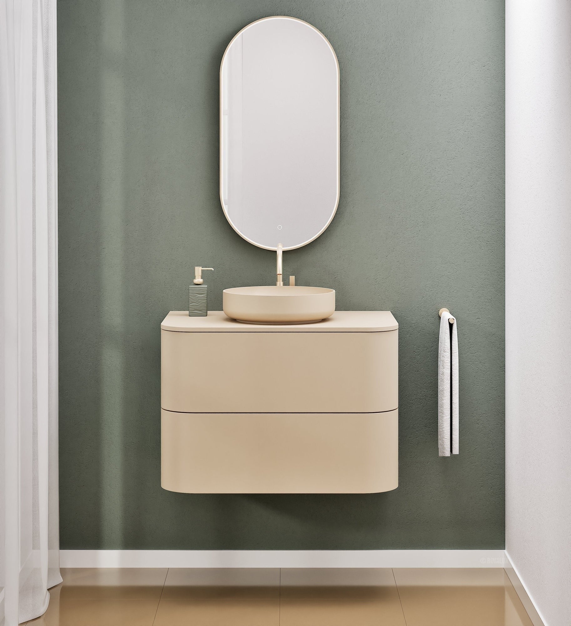 Serenia Rise Single Set - Corian® Sink & Countertop with 2 Drawers - ROVALUX