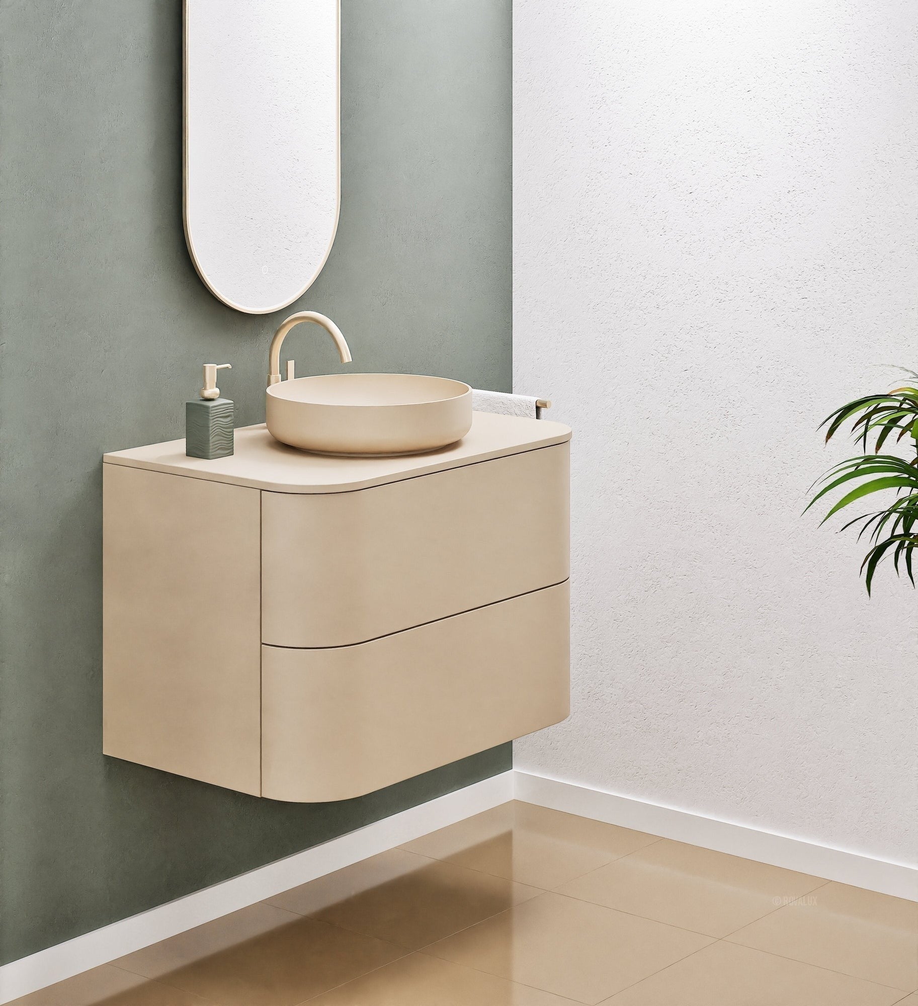 Serenia Rise Single Set - Corian® Sink & Countertop with 2 Drawers - ROVALUX