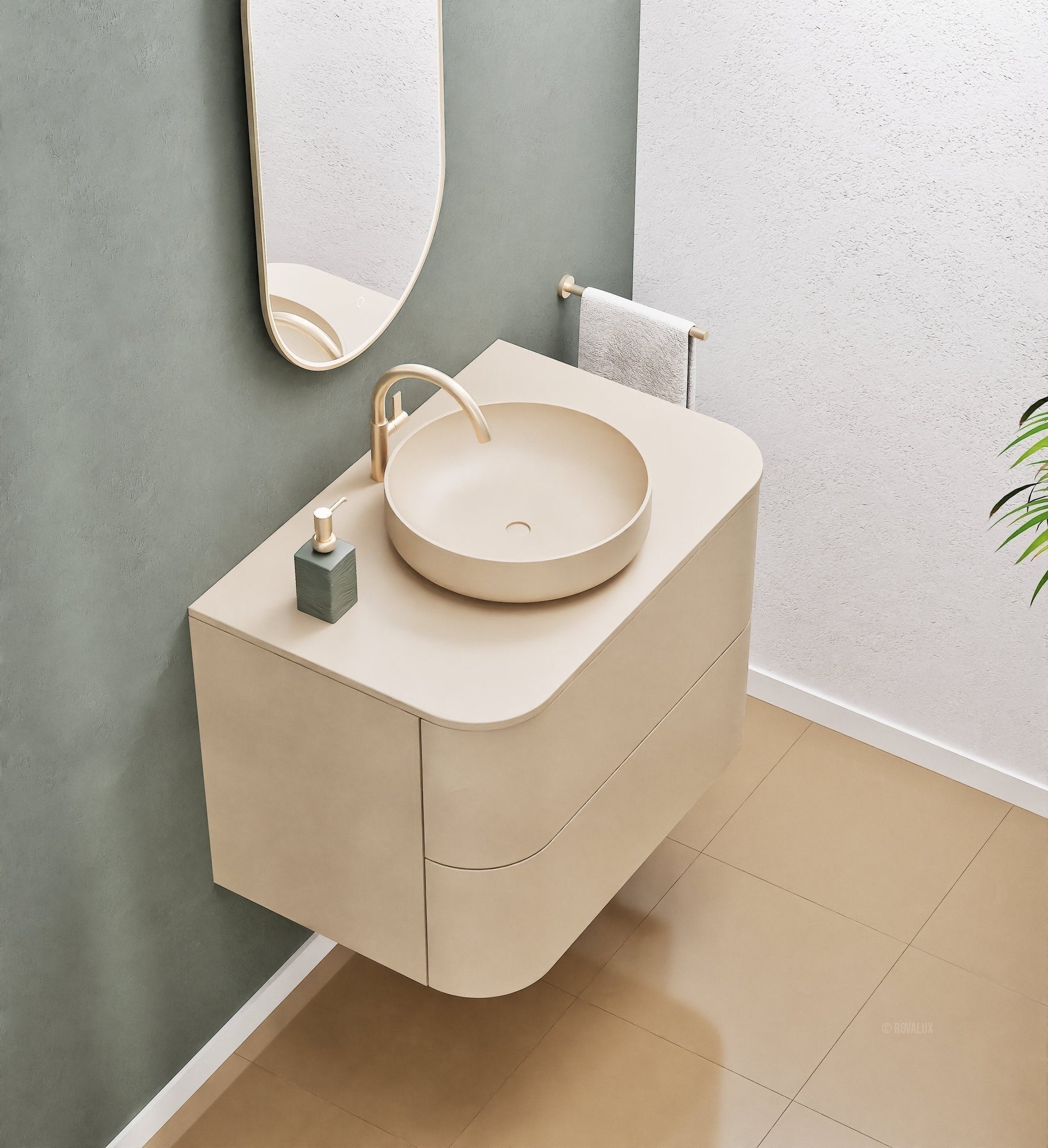 Serenia Rise Single Set - Corian® Sink & Countertop with 2 Drawers - ROVALUX