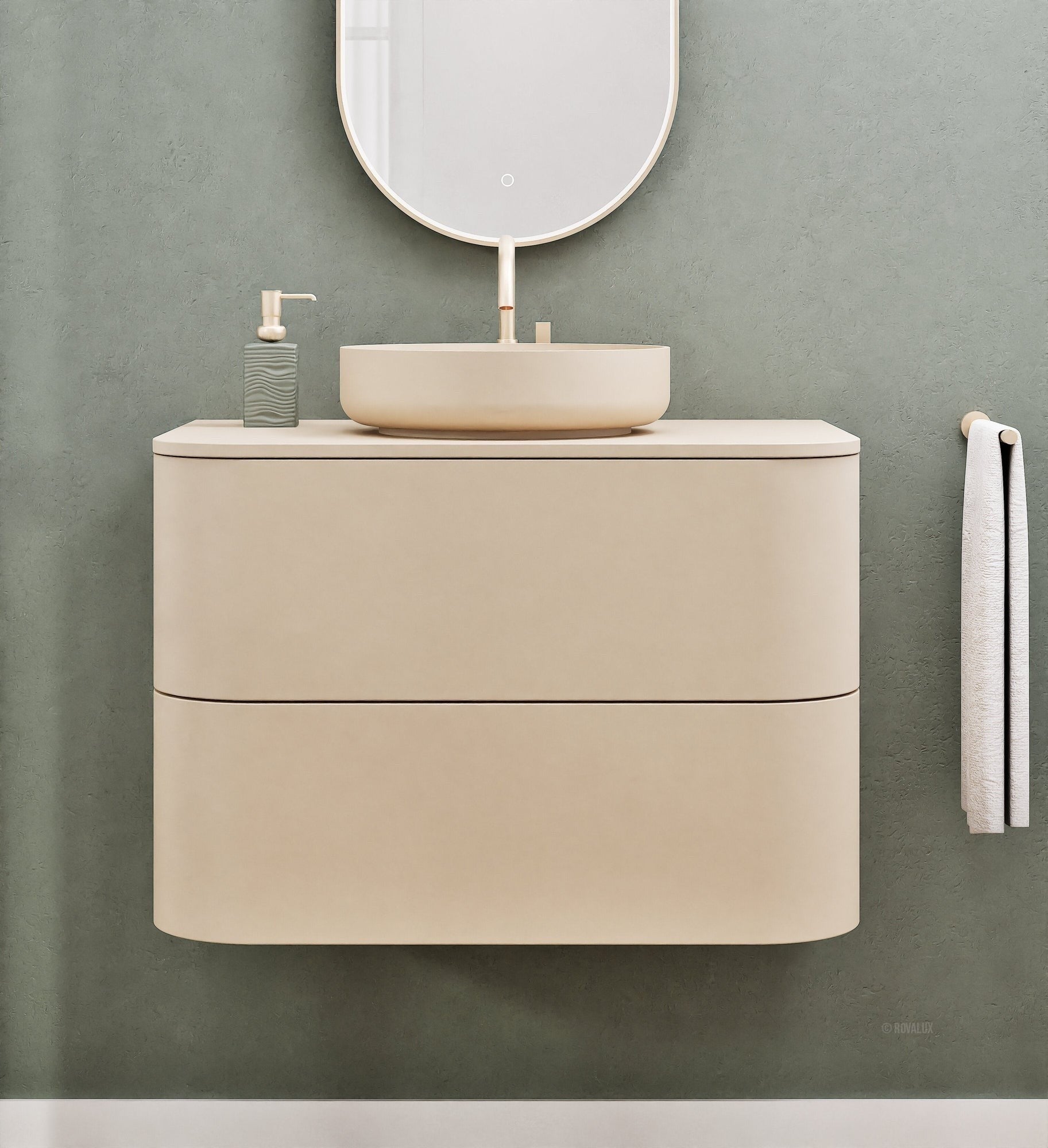 Serenia Rise Single Set - Corian® Sink & Countertop with 2 Drawers - ROVALUX
