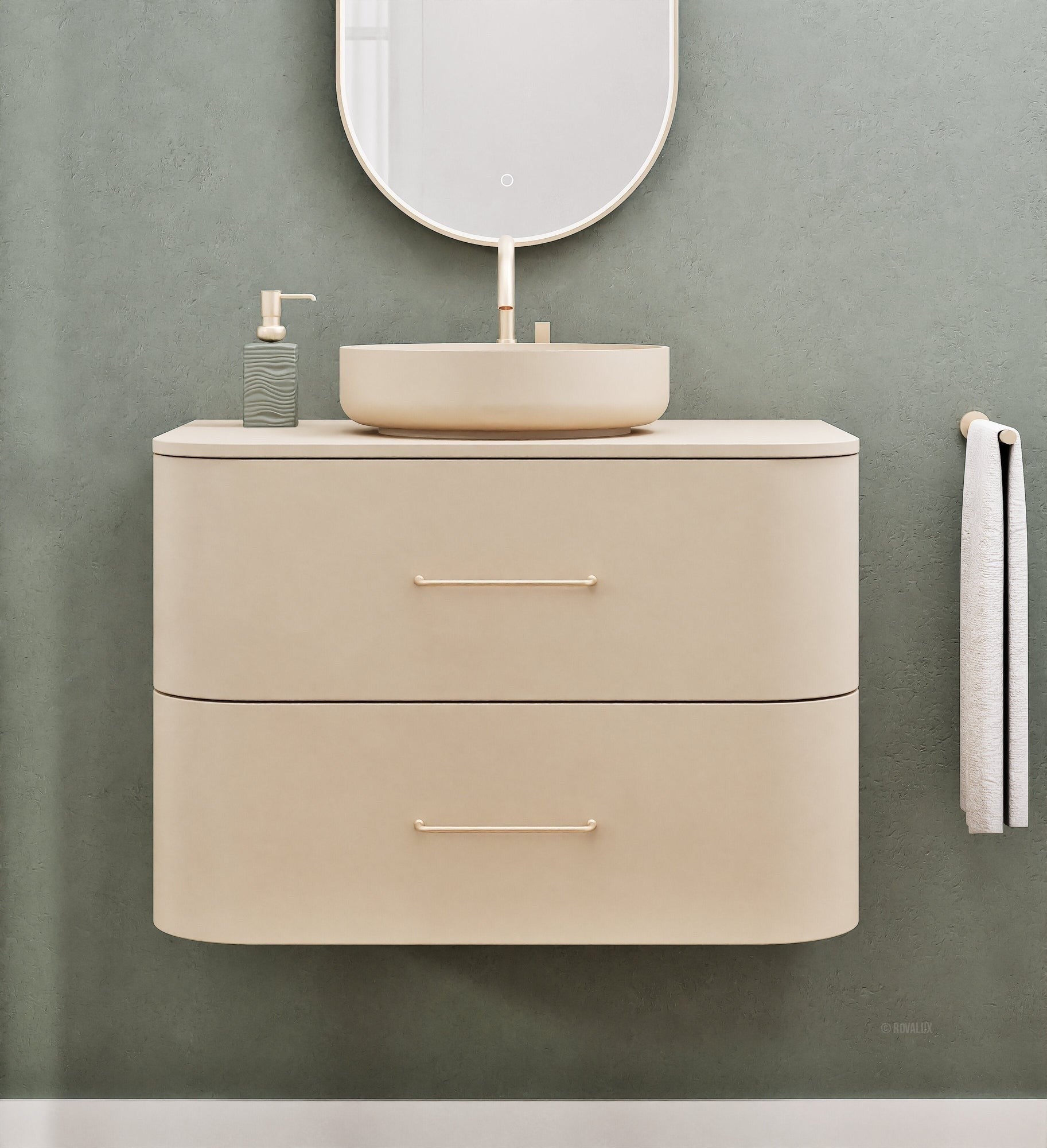 Serenia Rise Single Set - Corian® Sink & Countertop with 2 Drawers - ROVALUX