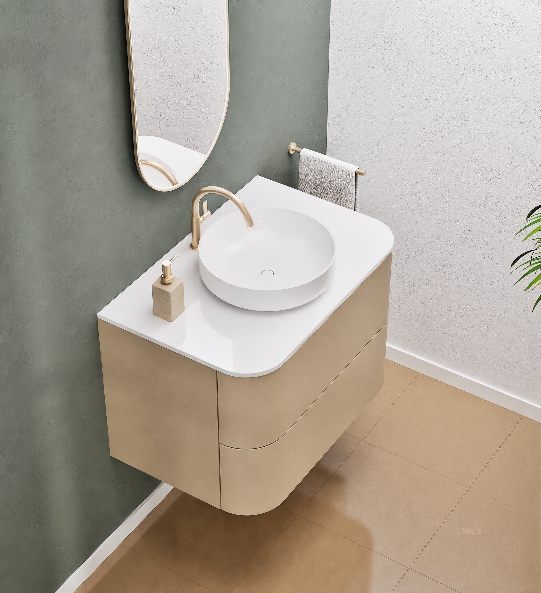 Serenia Rise Single Set - Corian® Sink & Countertop with 2 Drawers - ROVALUX