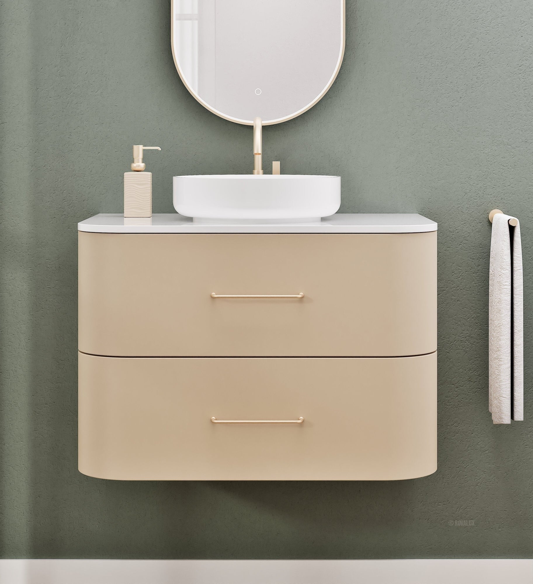 Serenia Rise Single Set - Corian® Sink & Countertop with 2 Drawers - ROVALUX