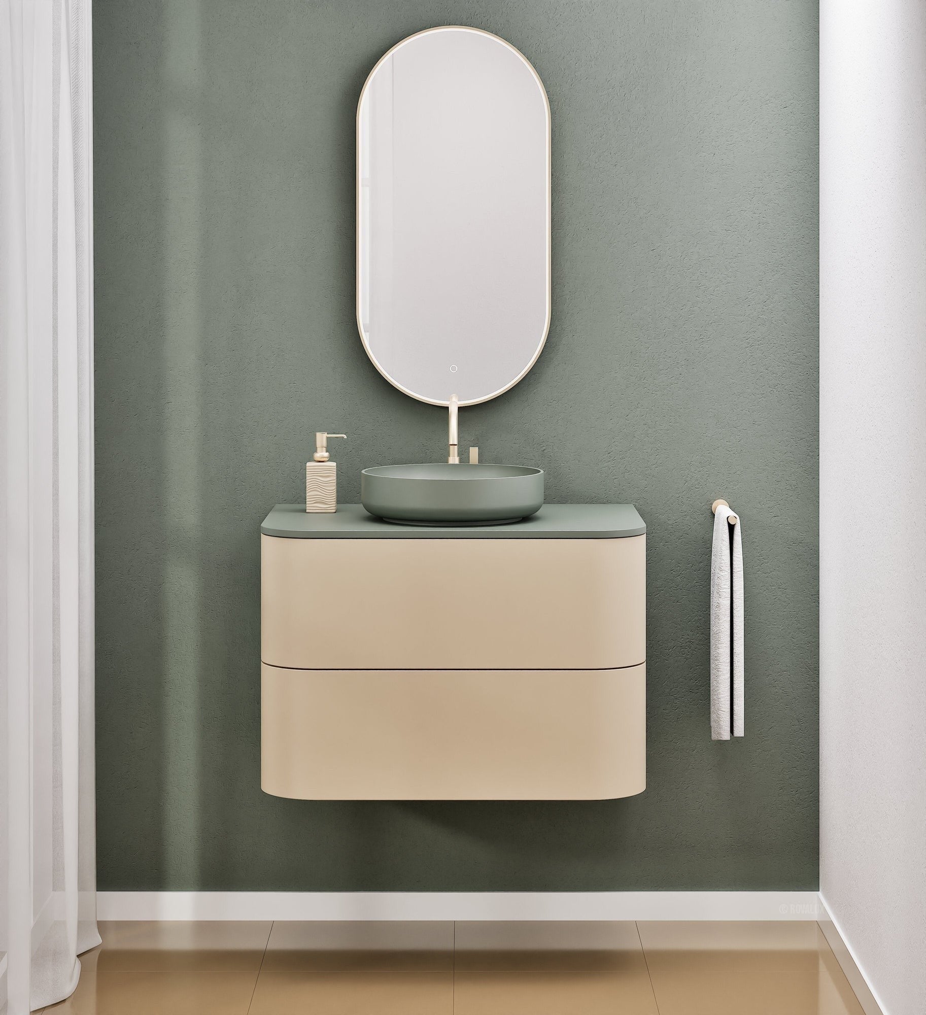 Serenia Rise Single Set - Corian® Sink & Countertop with 2 Drawers - ROVALUX
