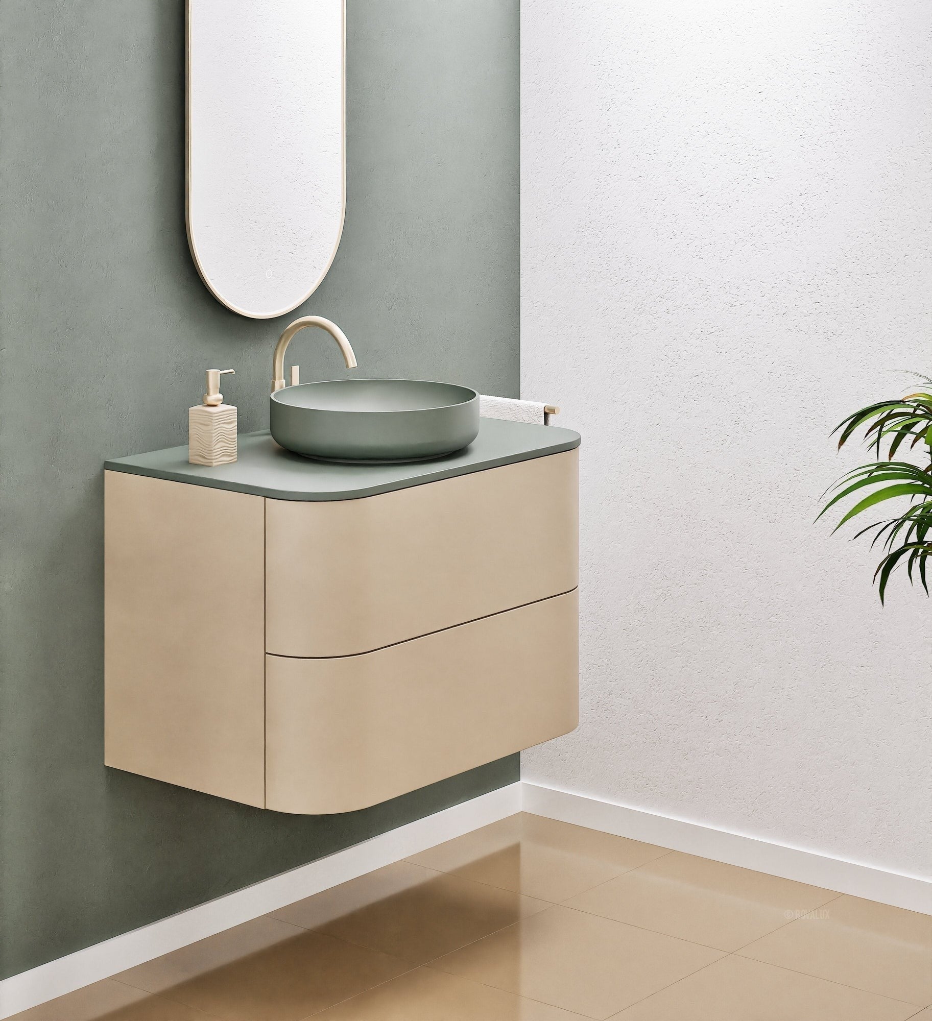 Serenia Rise Single Set - Corian® Sink & Countertop with 2 Drawers - ROVALUX