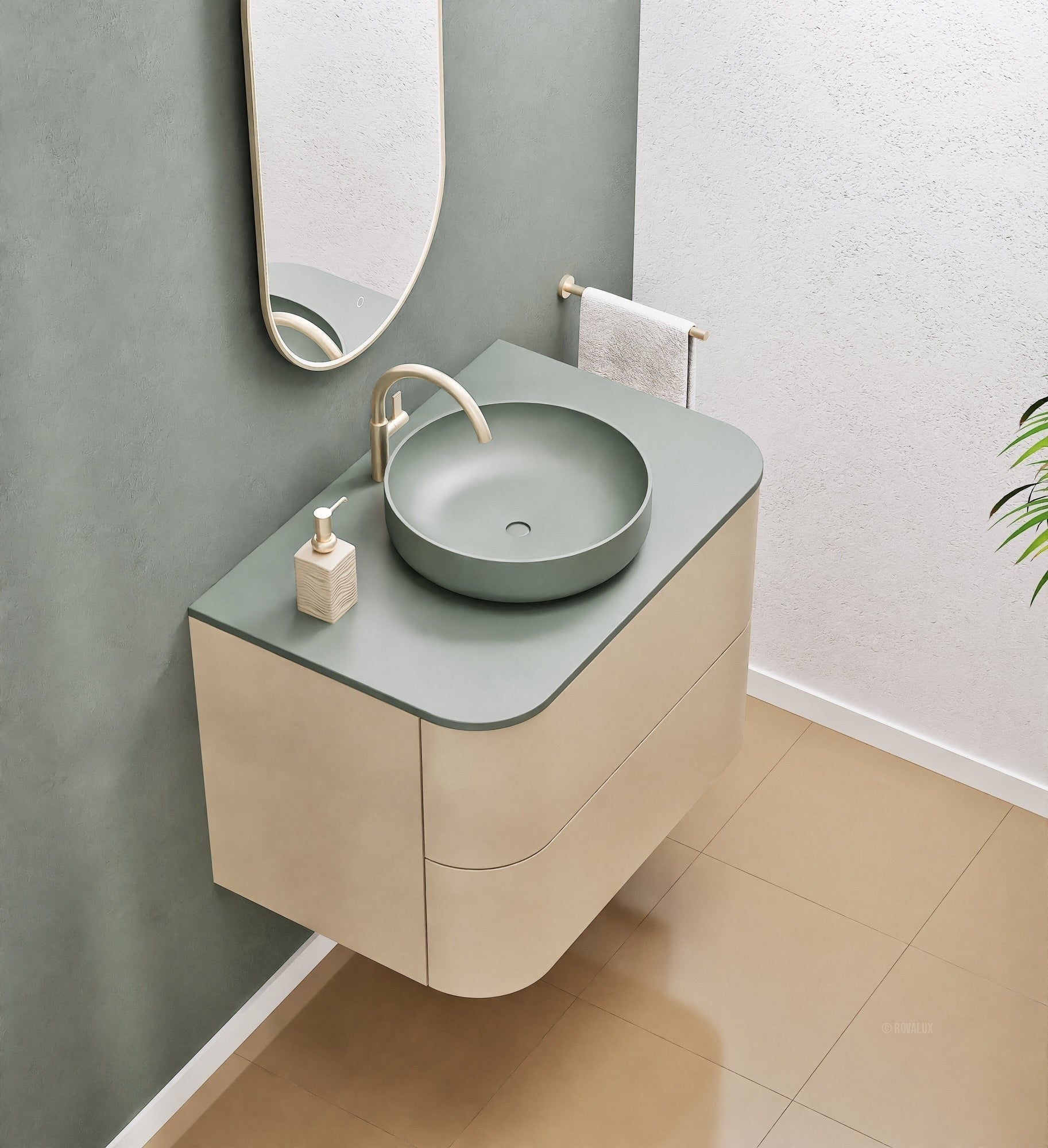 Serenia Rise Single Set - Corian® Sink & Countertop with 2 Drawers - ROVALUX