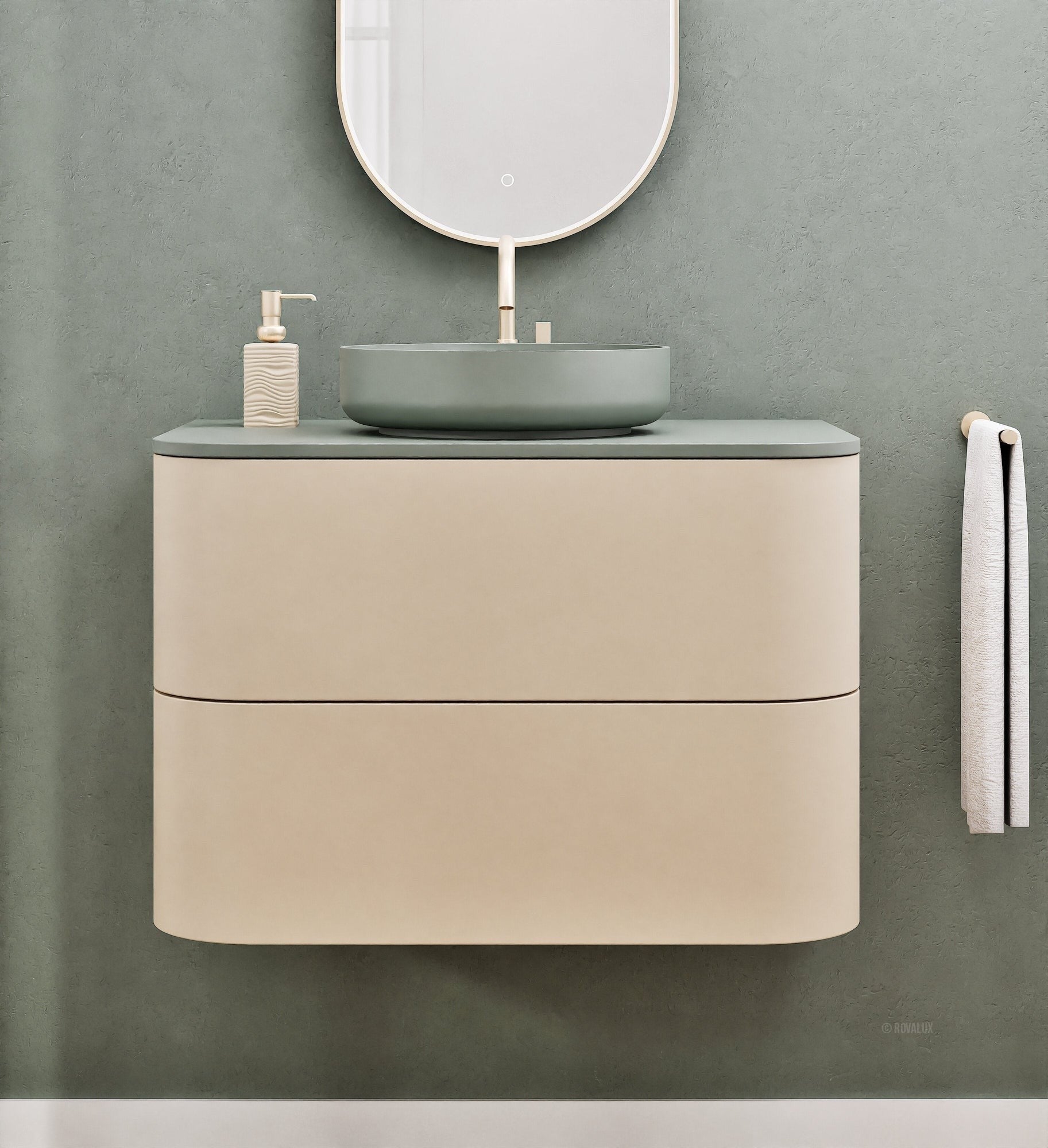 Serenia Rise Single Set - Corian® Sink & Countertop with 2 Drawers - ROVALUX