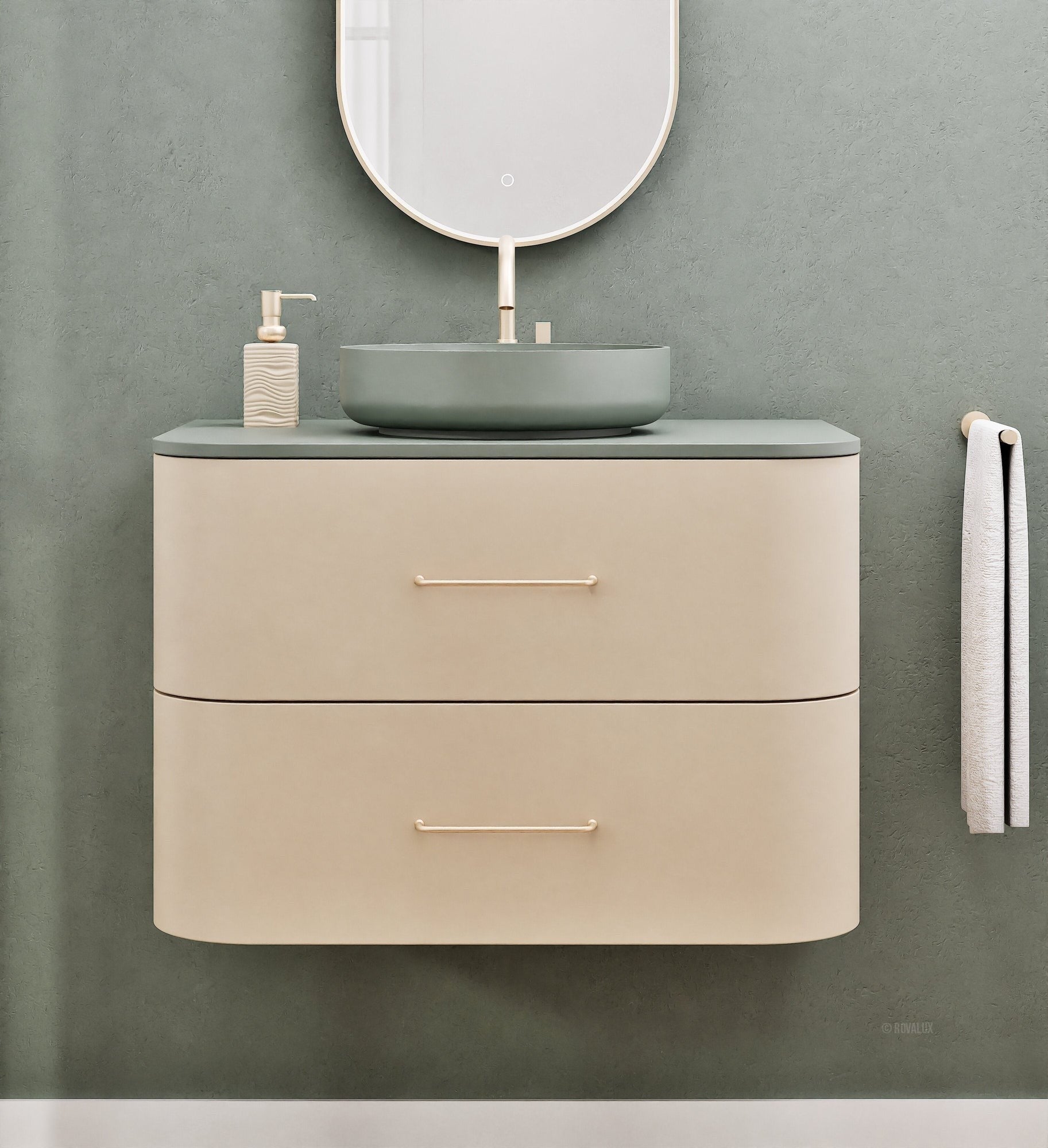 Serenia Rise Single Set - Corian® Sink & Countertop with 2 Drawers - ROVALUX