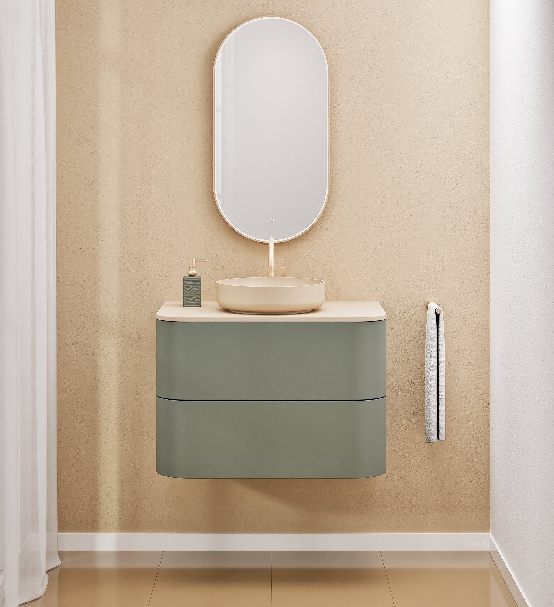 Serenia Rise Single Set - Corian® Sink & Countertop with 2 Drawers - ROVALUX