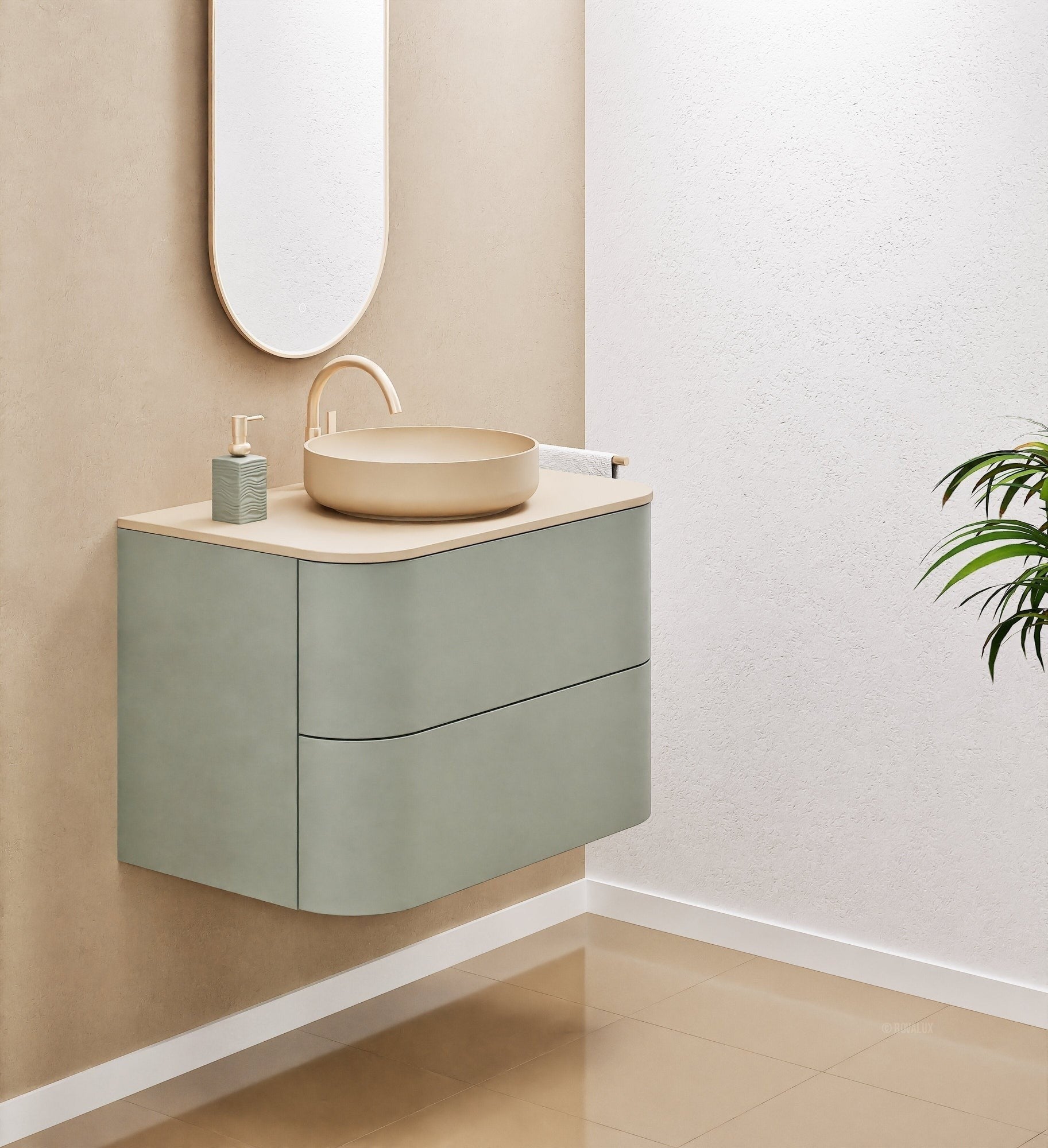 Serenia Rise Single Set - Corian® Sink & Countertop with 2 Drawers - ROVALUX