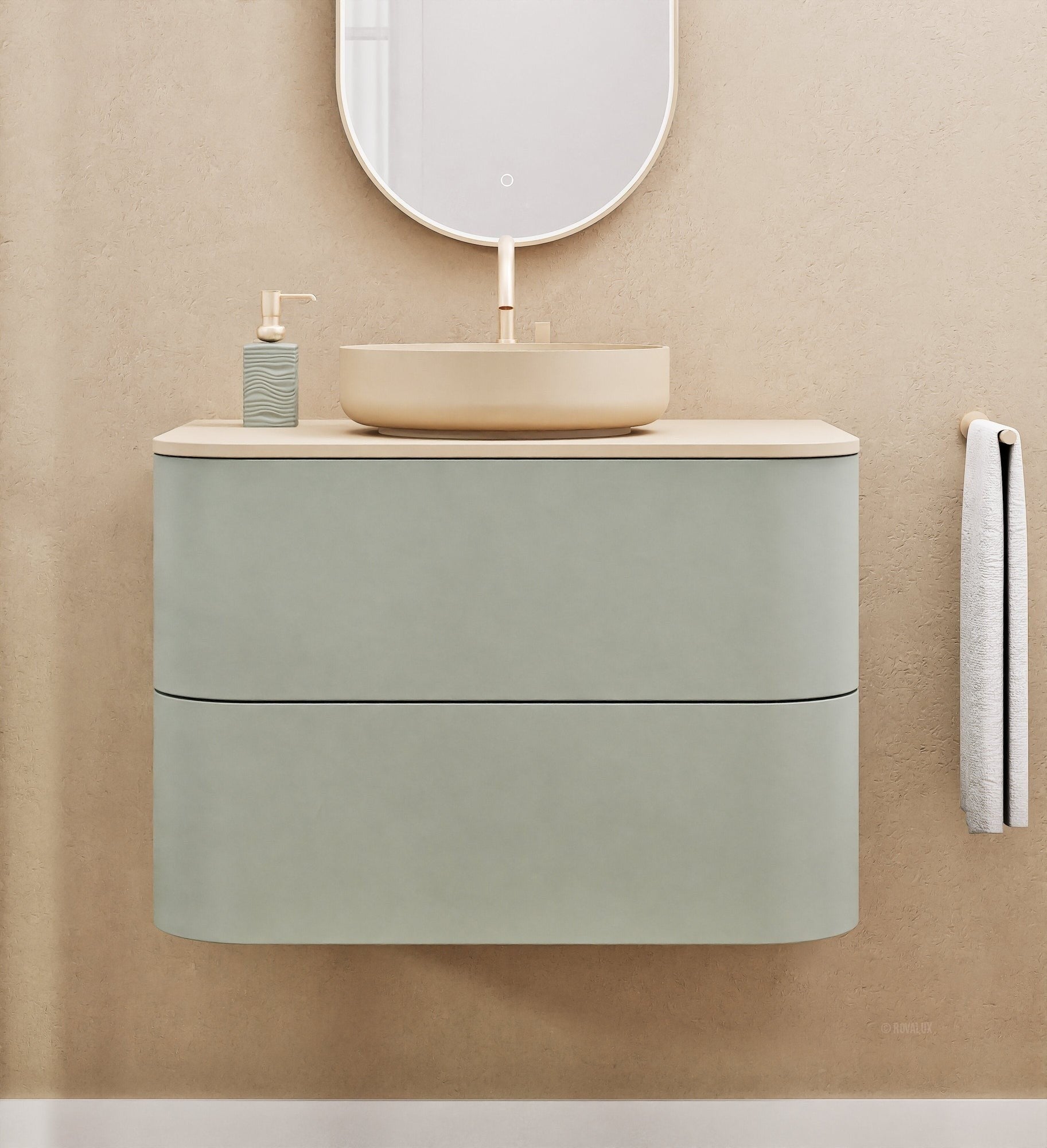 Serenia Rise Single Set - Corian® Sink & Countertop with 2 Drawers - ROVALUX