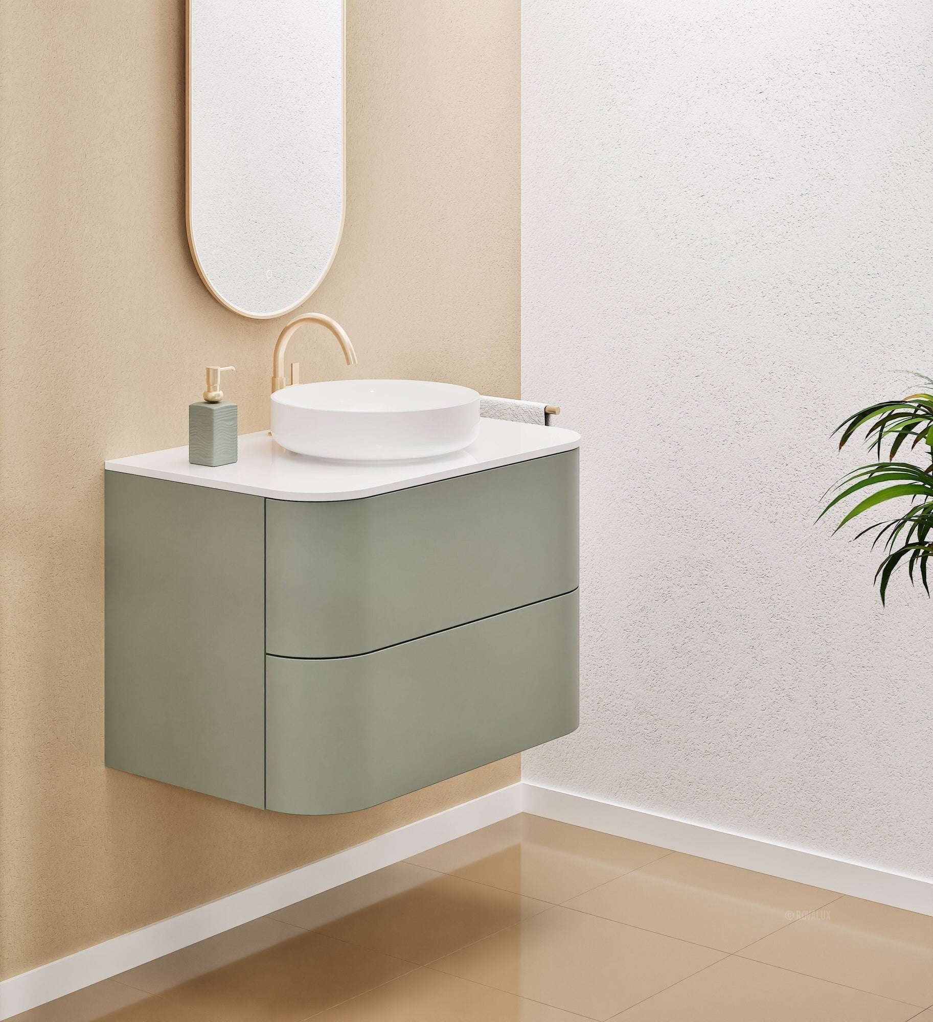 Serenia Rise Single Set - Corian® Sink & Countertop with 2 Drawers - ROVALUX