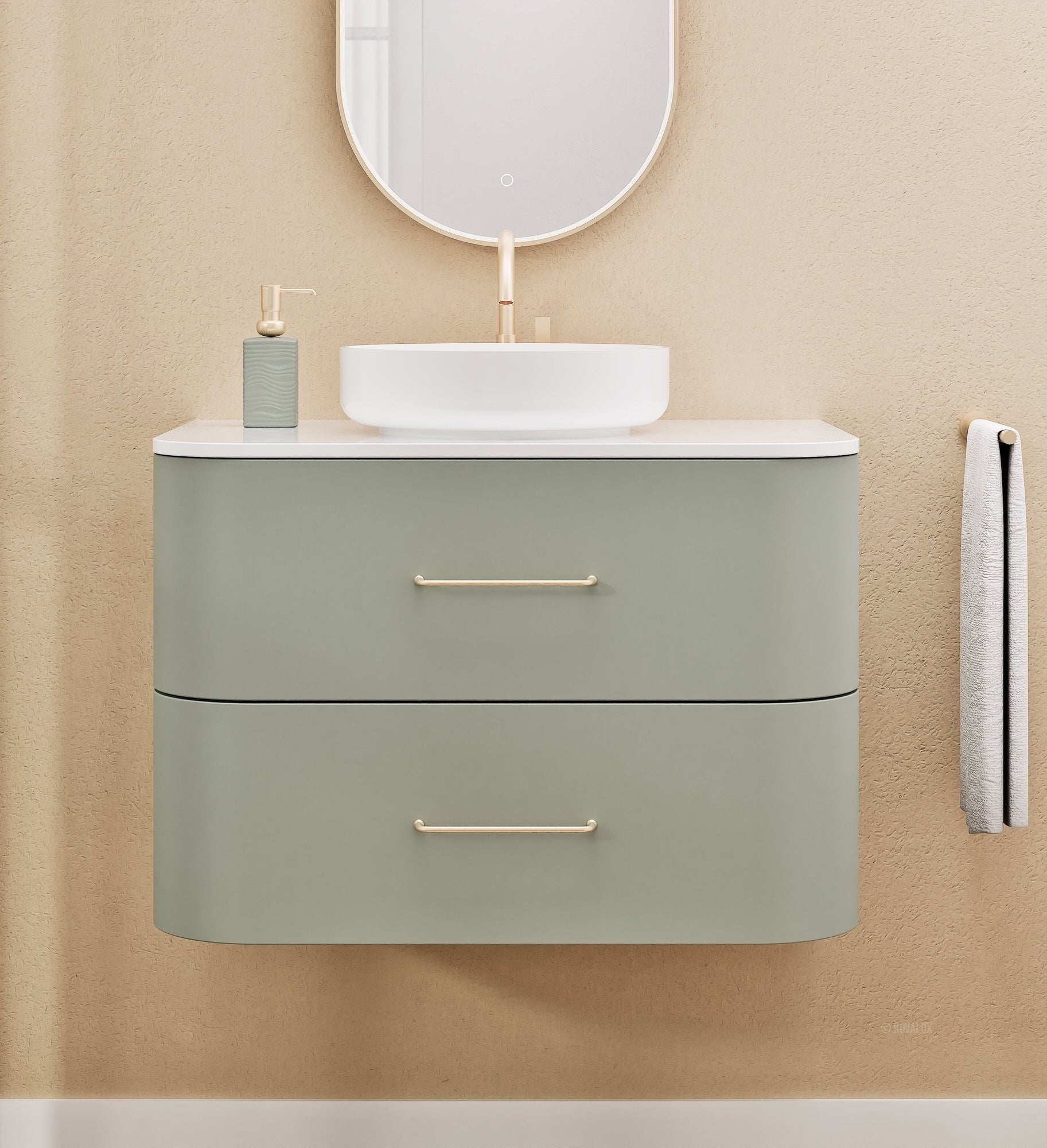 Serenia Rise Single Set - Corian® Sink & Countertop with 2 Drawers - ROVALUX