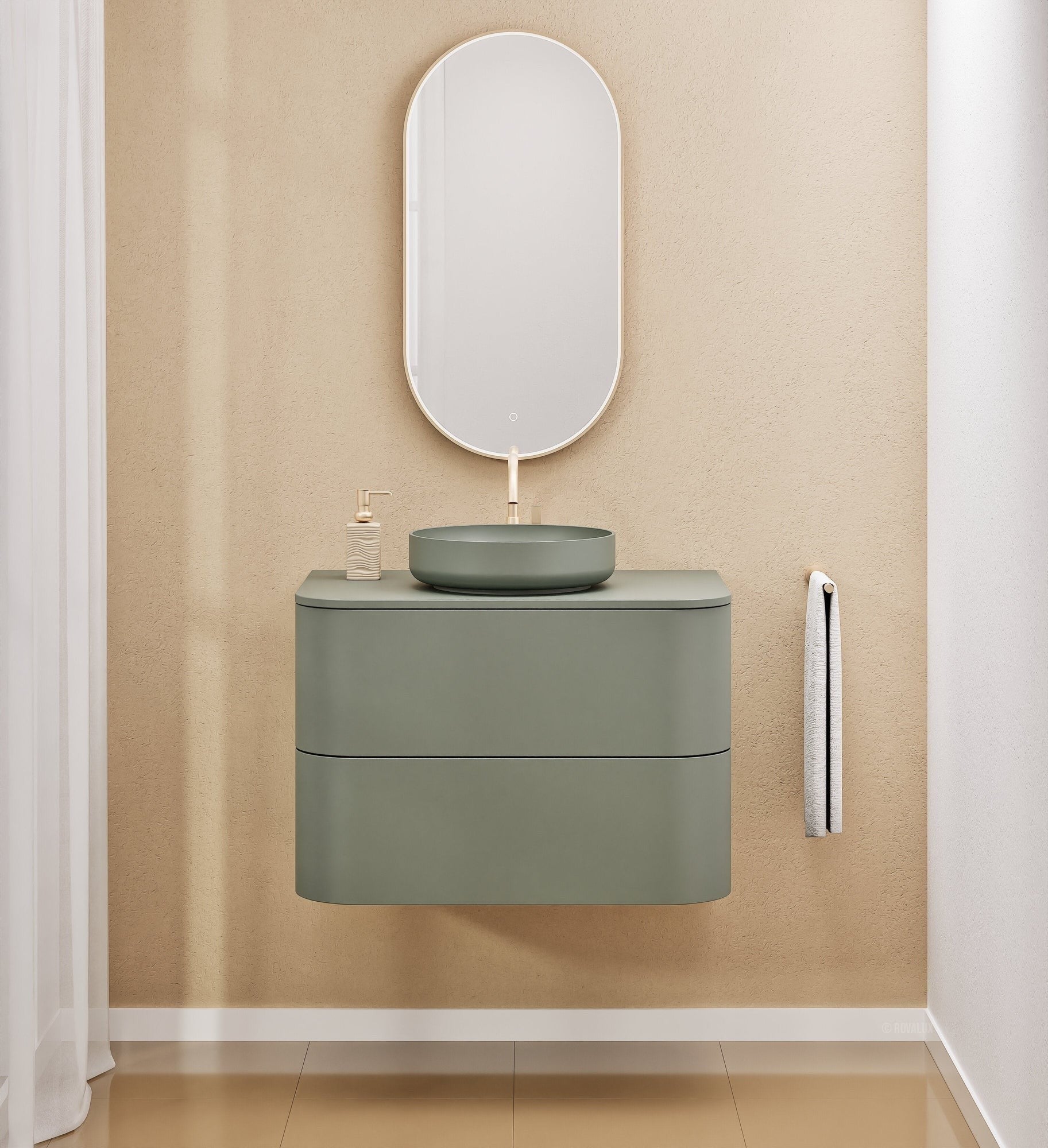 Serenia Rise Single Set - Corian® Sink & Countertop with 2 Drawers - ROVALUX