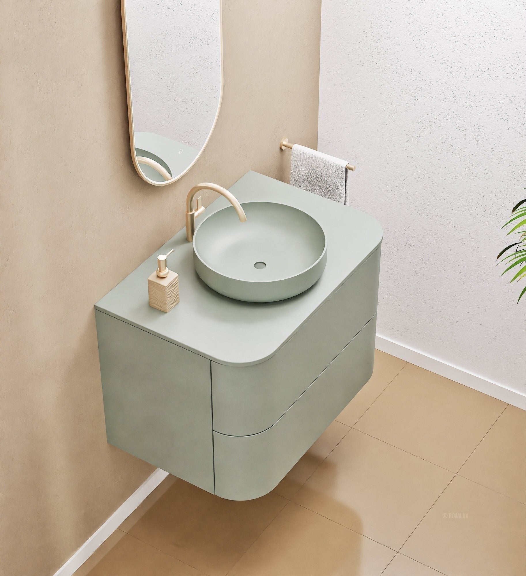 Serenia Rise Single Set - Corian® Sink & Countertop with 2 Drawers - ROVALUX