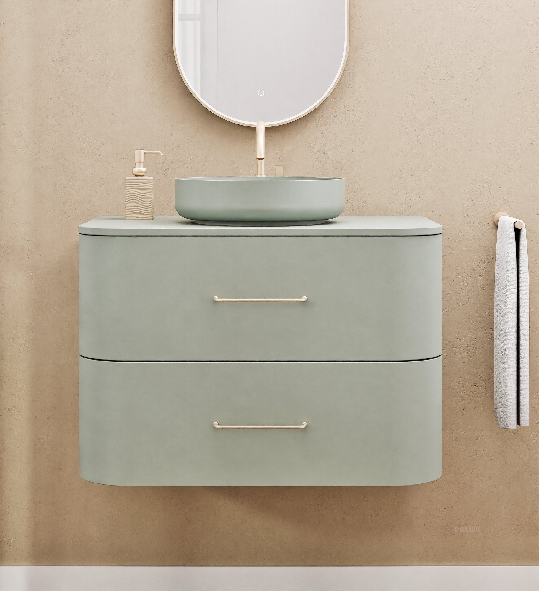 Serenia Rise Single Set - Corian® Sink & Countertop with 2 Drawers - ROVALUX