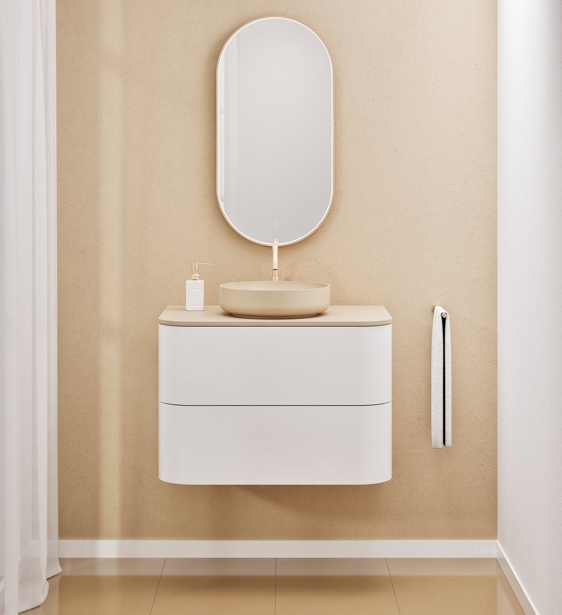 Serenia Rise Single Set - Corian® Sink & Countertop with 2 Drawers - ROVALUX