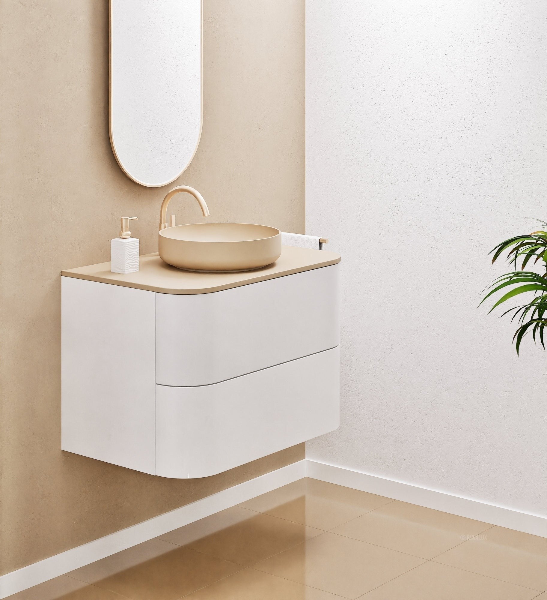 Serenia Rise Single Set - Corian® Sink & Countertop with 2 Drawers - ROVALUX