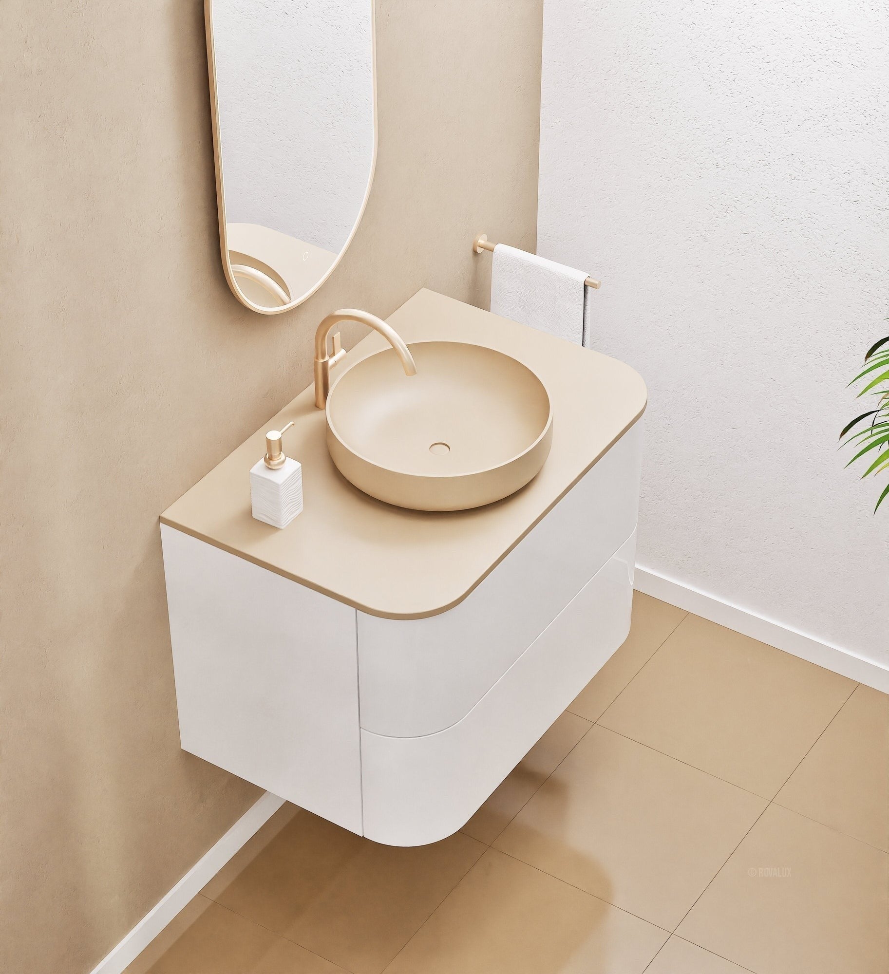 Serenia Rise Single Set - Corian® Sink & Countertop with 2 Drawers - ROVALUX