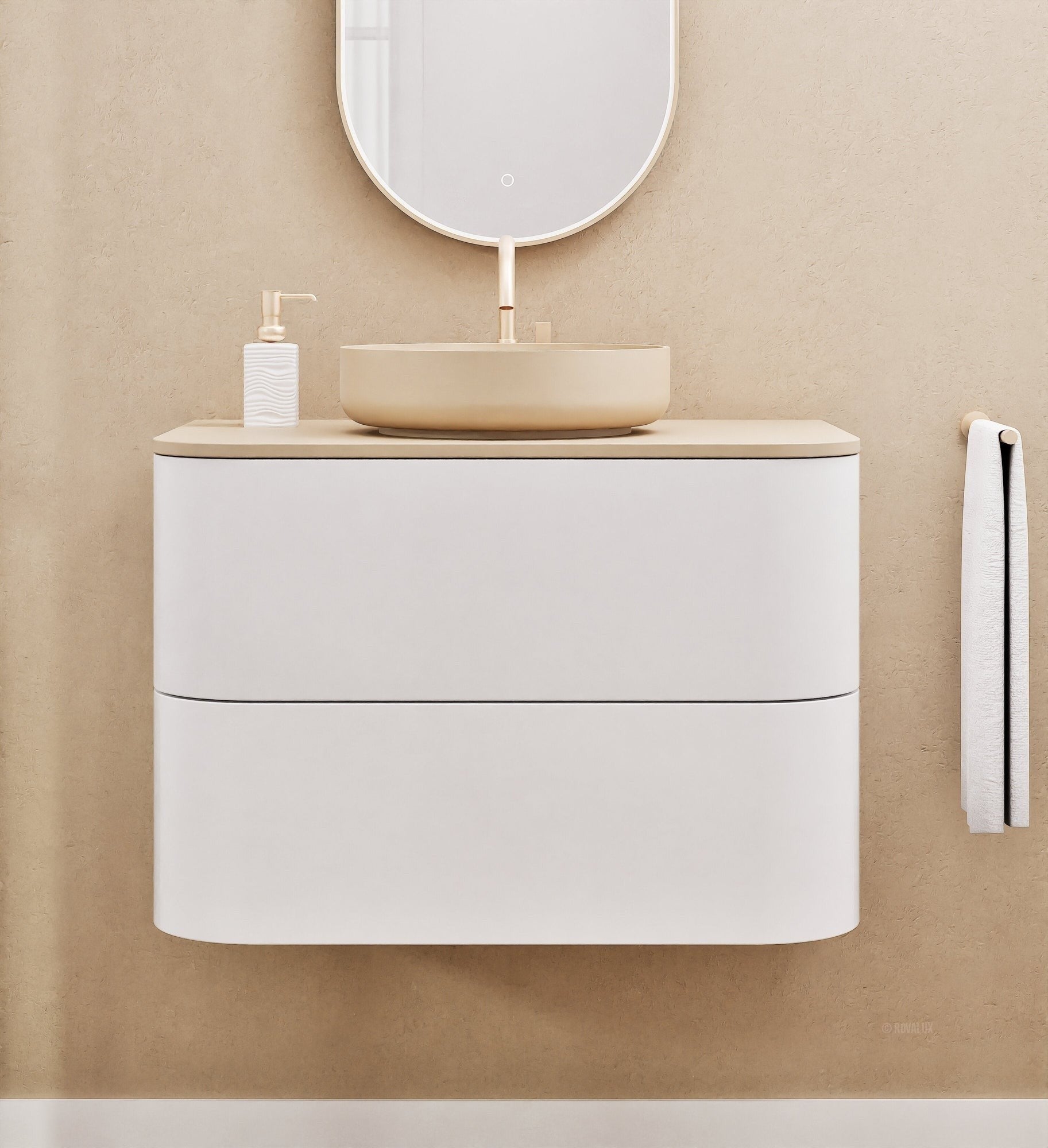 Serenia Rise Single Set - Corian® Sink & Countertop with 2 Drawers - ROVALUX