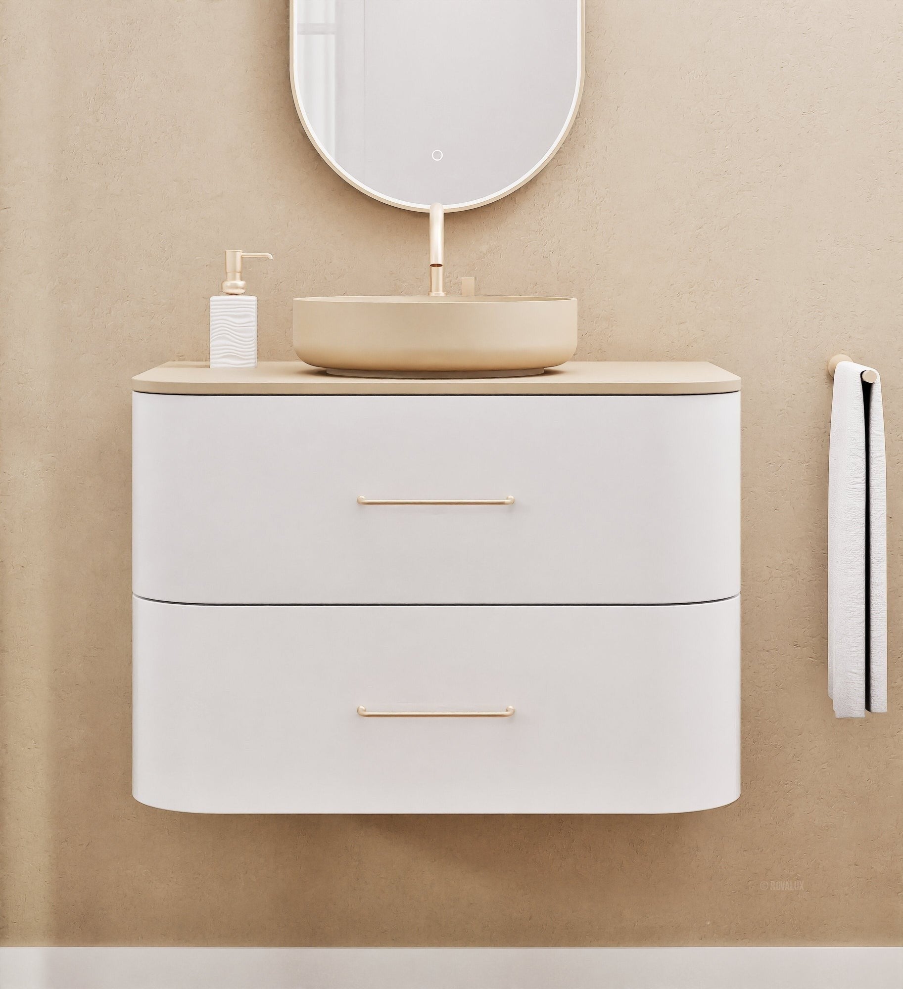 Serenia Rise Single Set - Corian® Sink & Countertop with 2 Drawers - ROVALUX
