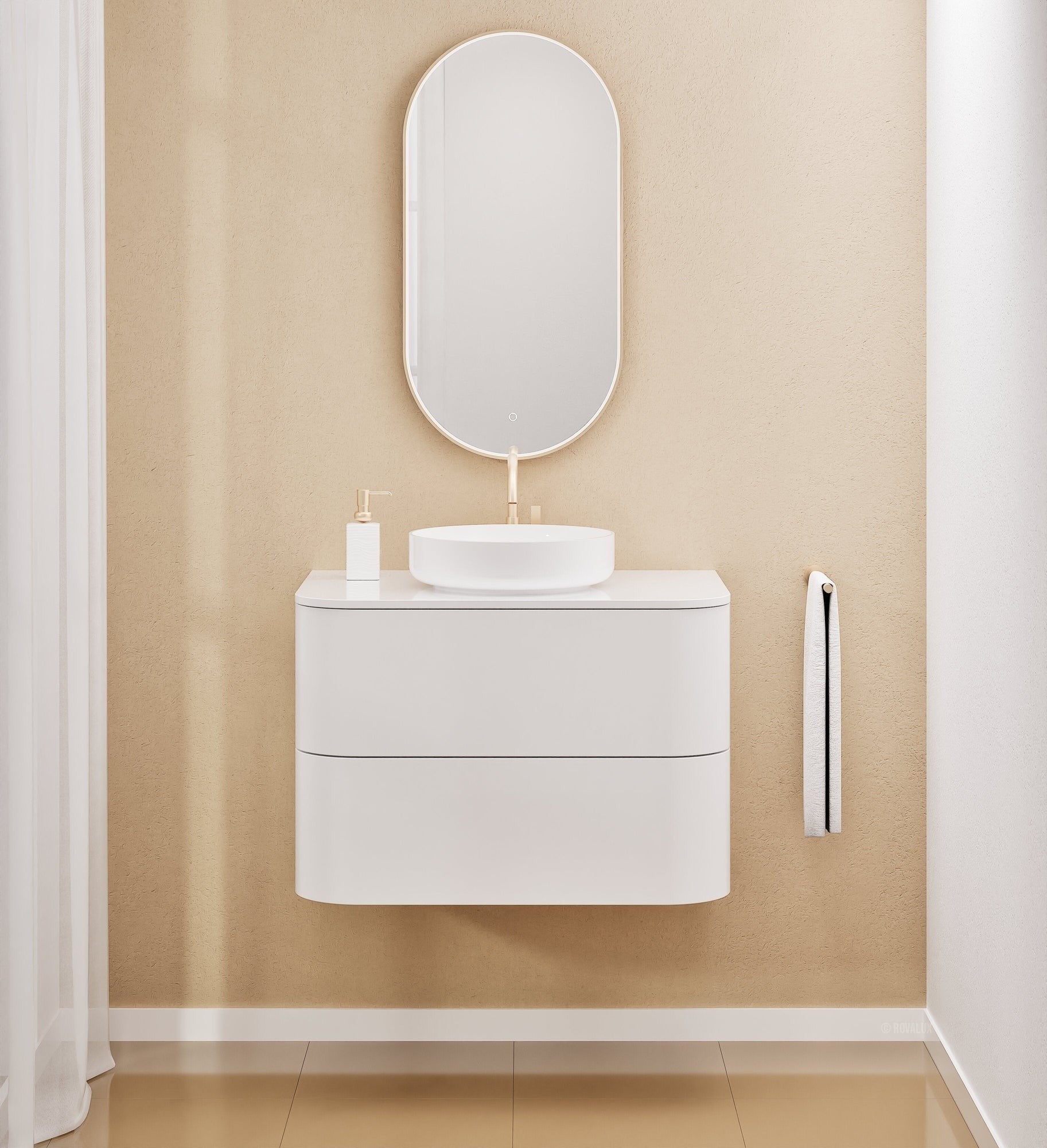 Serenia Rise Single Set - Corian® Sink & Countertop with 2 Drawers - ROVALUX