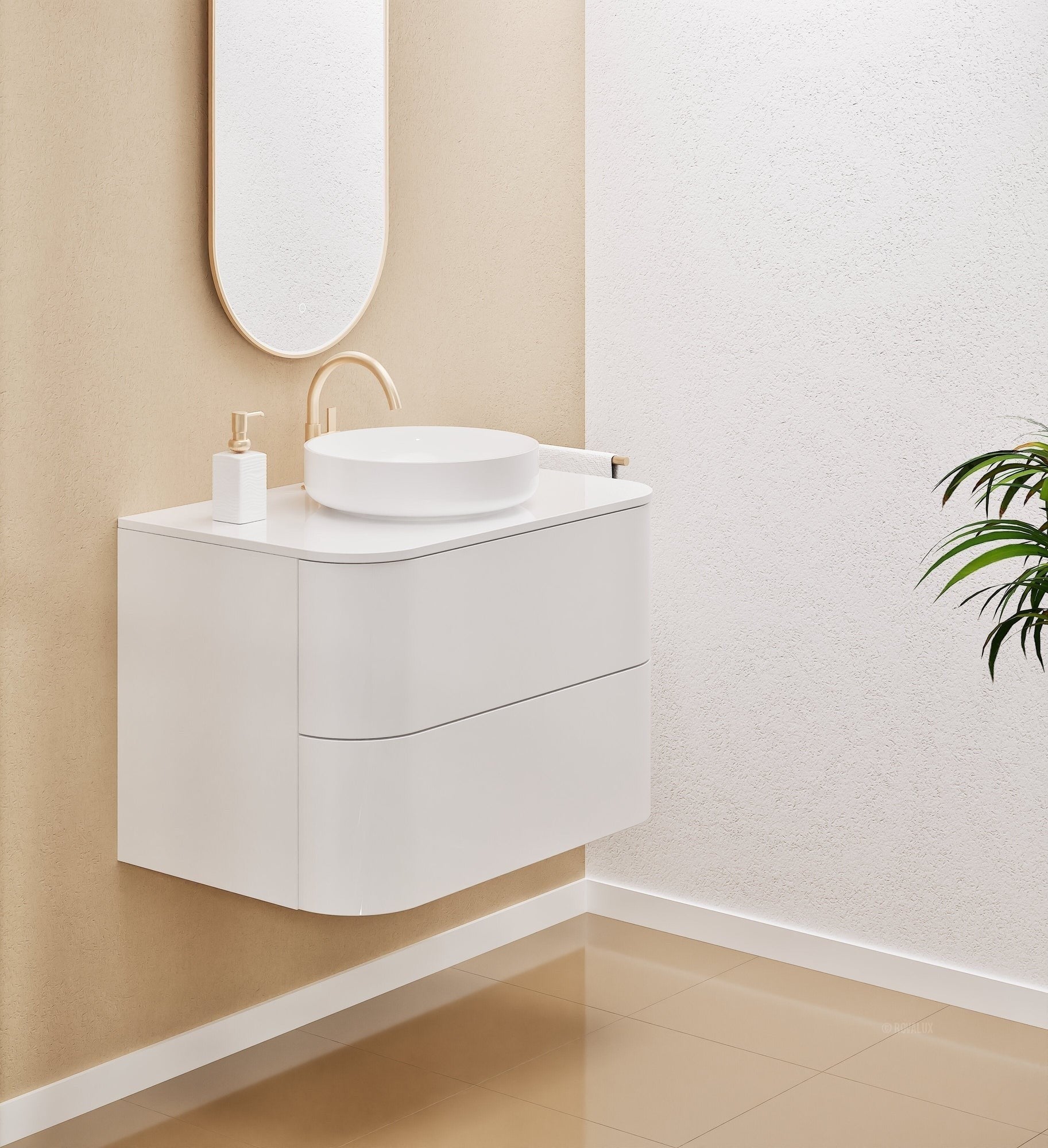 Serenia Rise Single Set - Corian® Sink & Countertop with 2 Drawers - ROVALUX