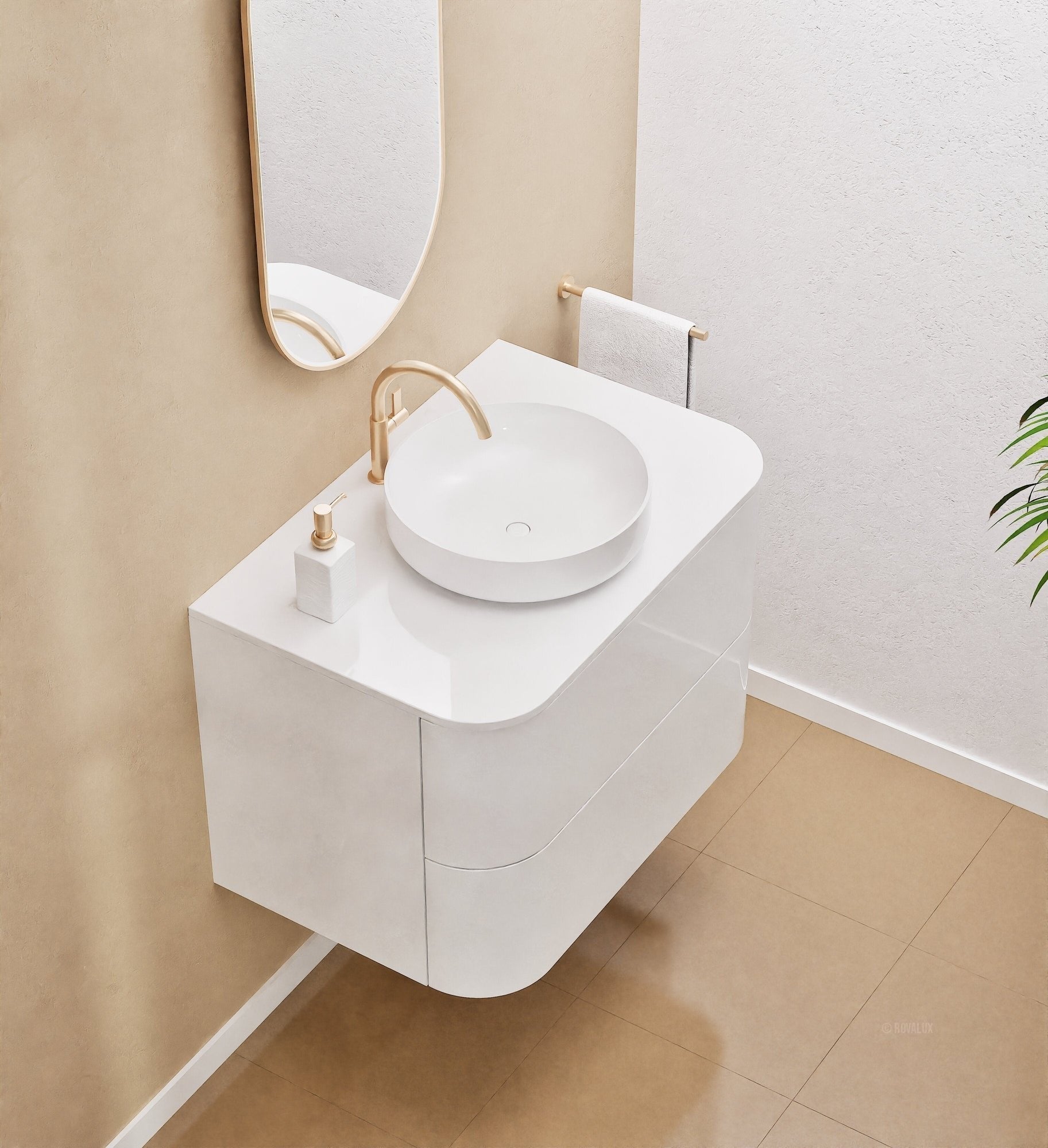 Serenia Rise Single Set - Corian® Sink & Countertop with 2 Drawers - ROVALUX